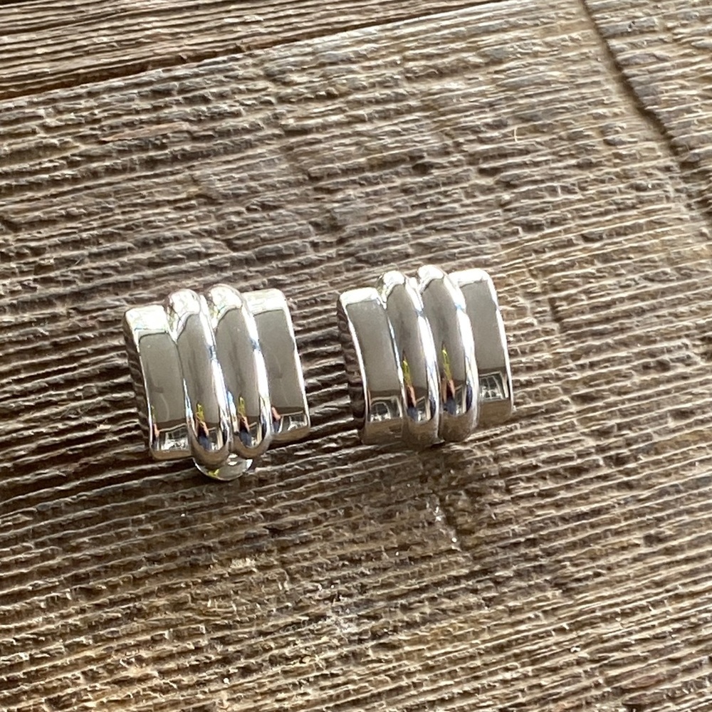 Vintage monet sterling square clip on earrings 90’s retro statement maximalist